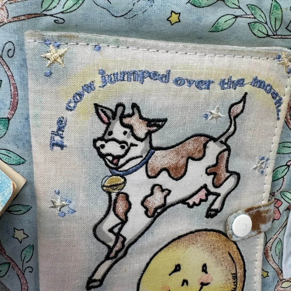 Vtg 80s Nursery Rhyme Baby Sac Diaper Bag Quilted Mother Goose Boy Girl Deadstoc